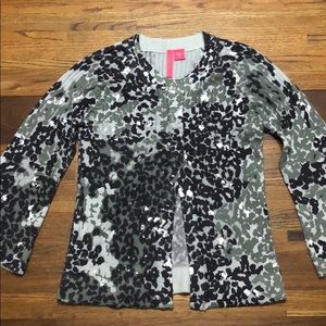 Boutique Snow Leopard Print Knit Sweater